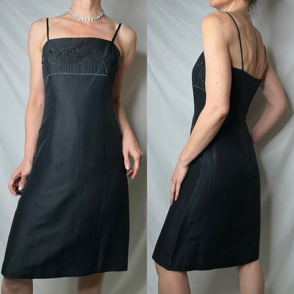 Ann‎ Taylor 100% silk flower garden beaded dress floral vintage Y2K 90s fairy - Picture 3 of 15